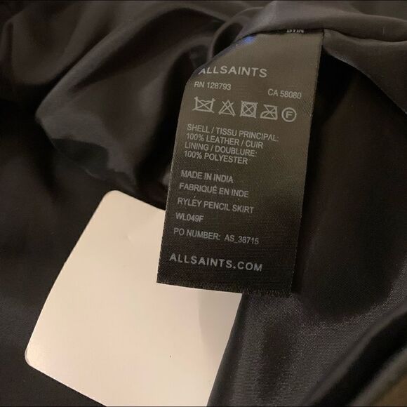 ❤️SOLD❤️ALL SAINTS Genuine Black Leather Skirt |Size: US 4| - Picture 4 of 12